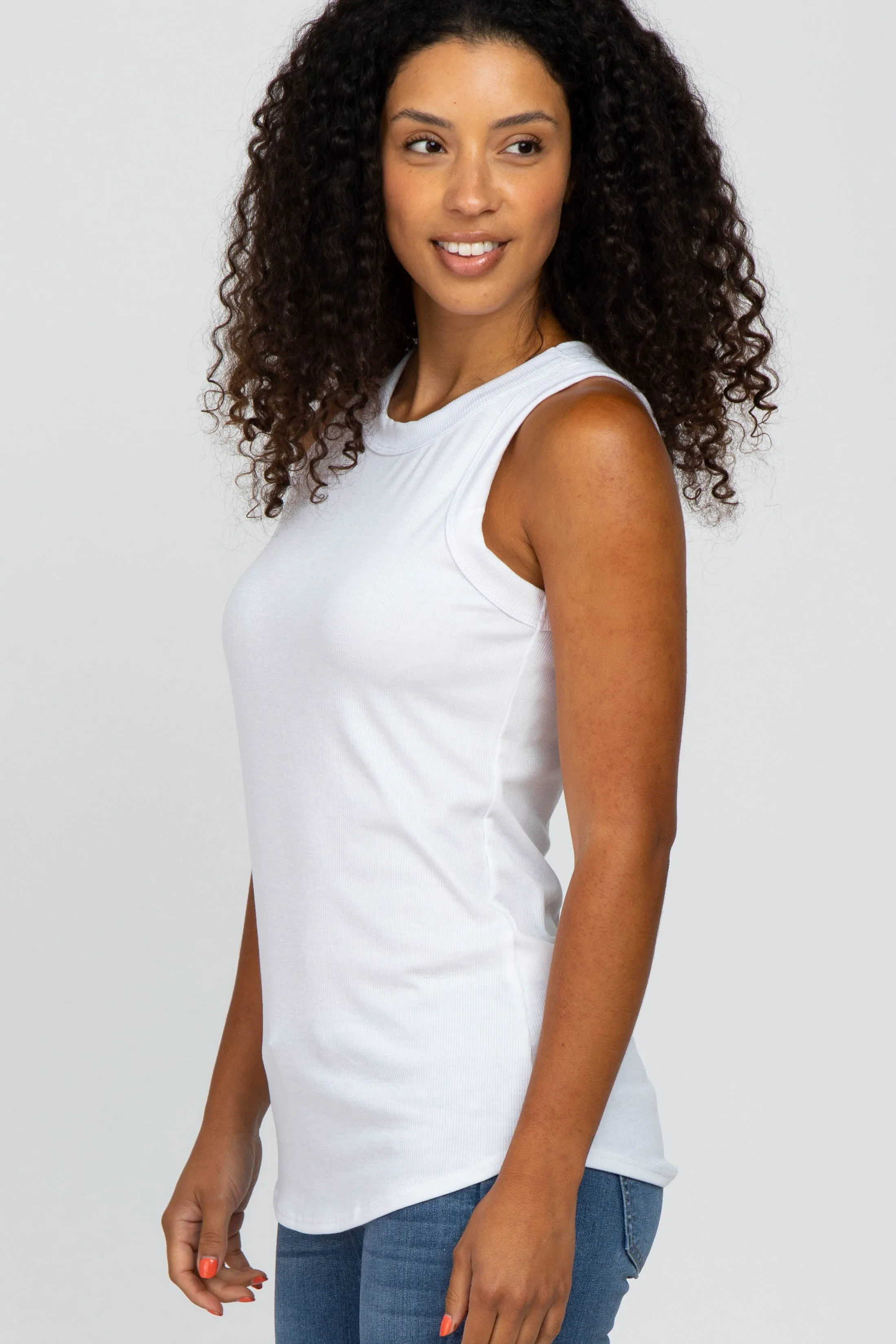 White Ribbed Sleeveless Top sold by Pinkblush product image thumbnail 2