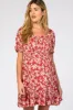 Red Floral Off Shoulder Maternity Mini Dress sold by Pinkblush