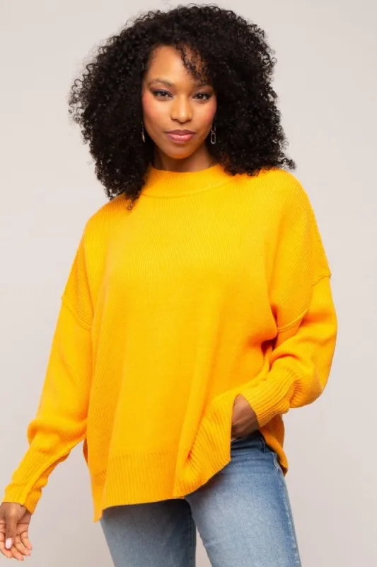 Orange Mock Neck Sweater sold by Pinkblush