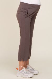Brown Elastic Waist Capri Maternity Pants sold by Pinkblush