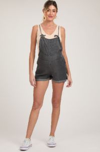 Charcoal Front Pocket Maternity Short Overalls sold by Pinkblush