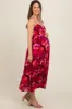 Red Sleeveless Front Twist Back Smocking Maternity Midi Dress sold by Pinkblush
