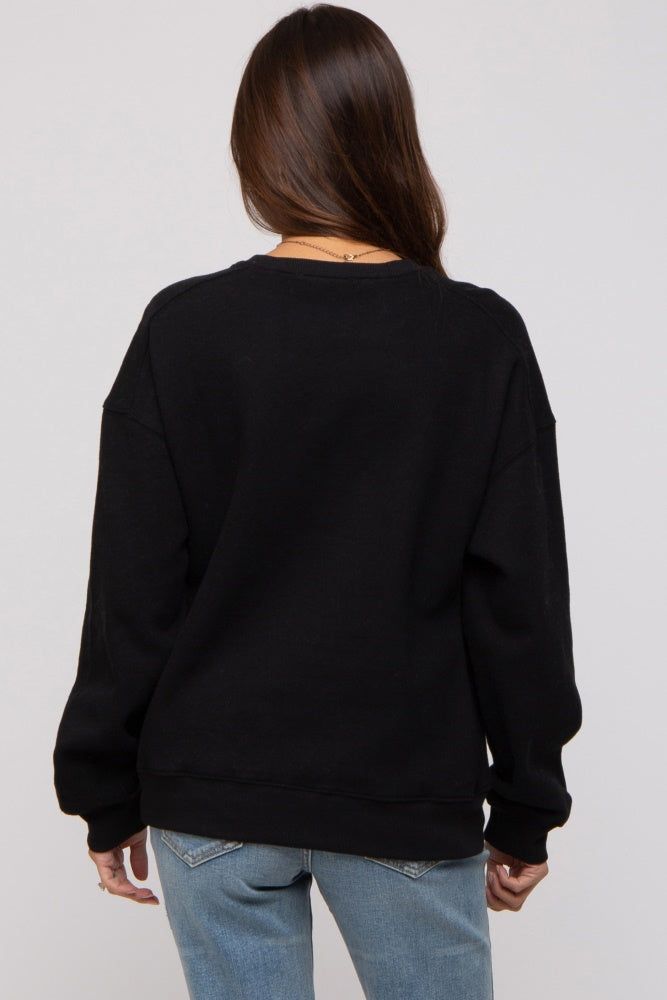 Black Basic Fleece Maternity Sweatshirt sold by Pinkblush product image thumbnail 3