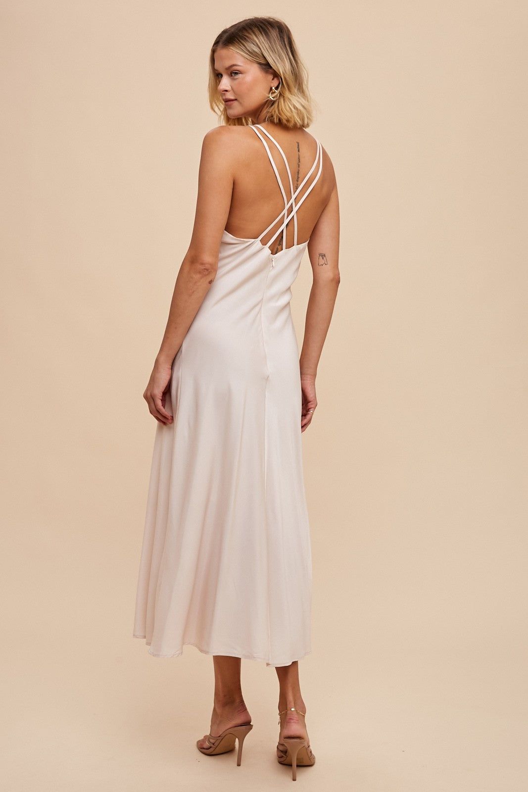 Ivory Matte Satin Lace Slip Dress sold by Pinkblush product image thumbnail 3