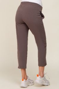 Brown Elastic Waist Capri Maternity Pants sold by Pinkblush