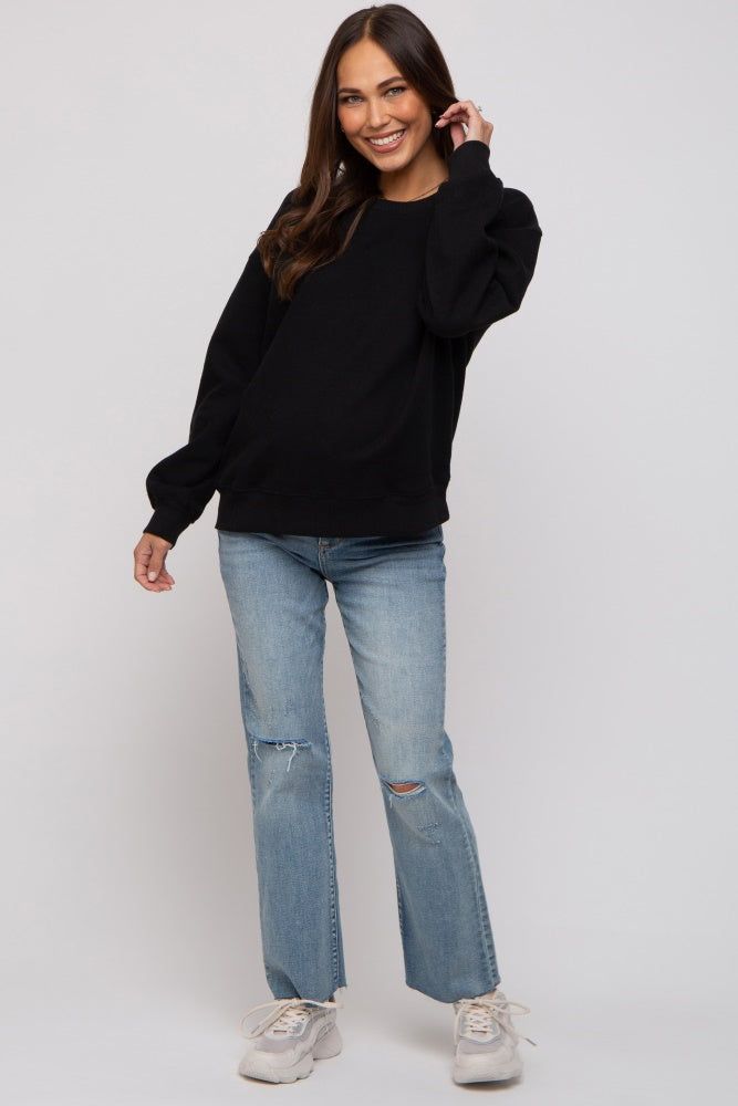 Black Basic Fleece Maternity Sweatshirt sold by Pinkblush product image thumbnail 4
