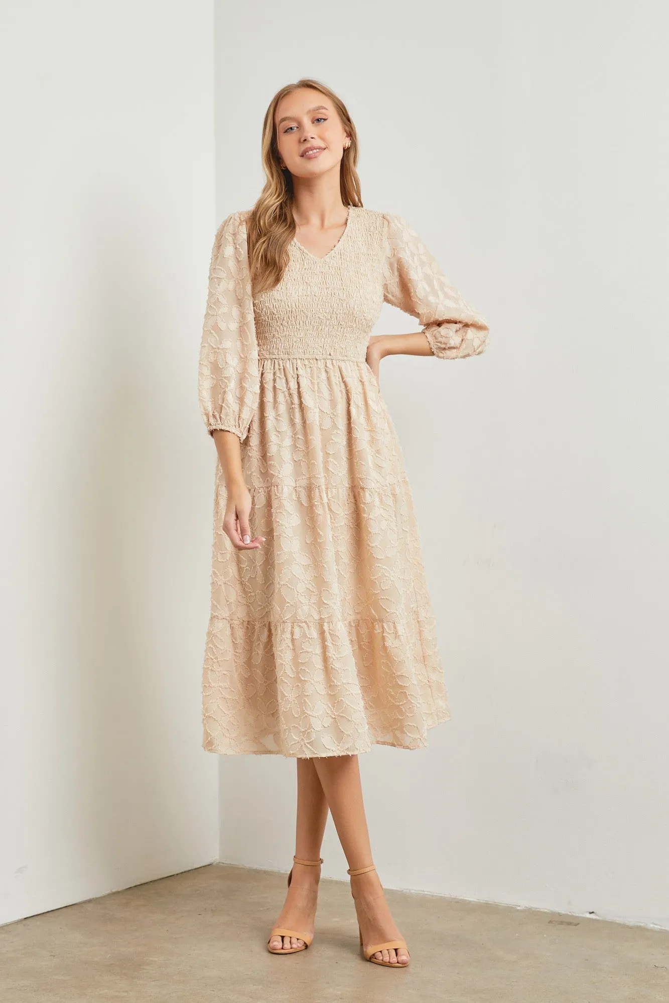 Sand Embroidered Chiffon Dress sold by Pinkblush product image thumbnail 4