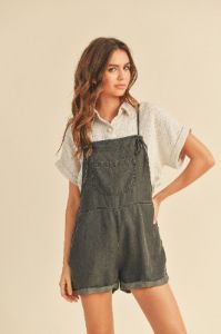 Charcoal Front Pocket Maternity Short Overalls sold by Pinkblush