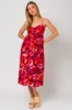 Red Sleeveless Front Twist Back Smocking Maternity Midi Dress sold by Pinkblush