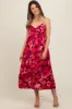Red Sleeveless Front Twist Back Smocking Maternity Midi Dress sold by Pinkblush