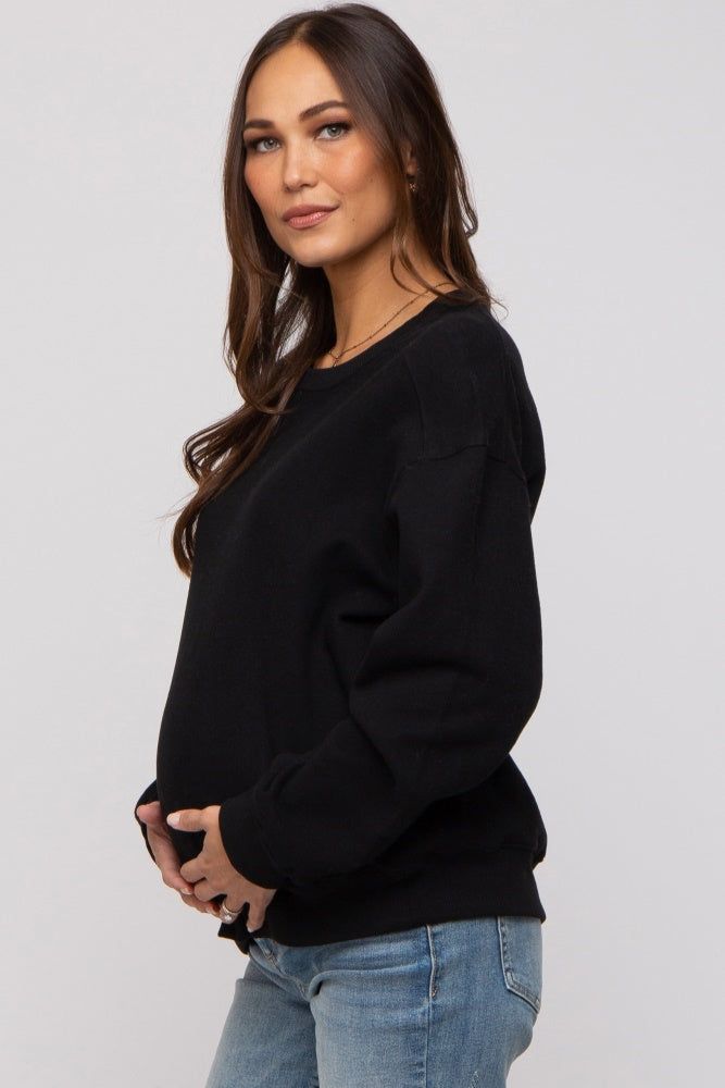 Black Basic Fleece Maternity Sweatshirt sold by Pinkblush product image thumbnail 2