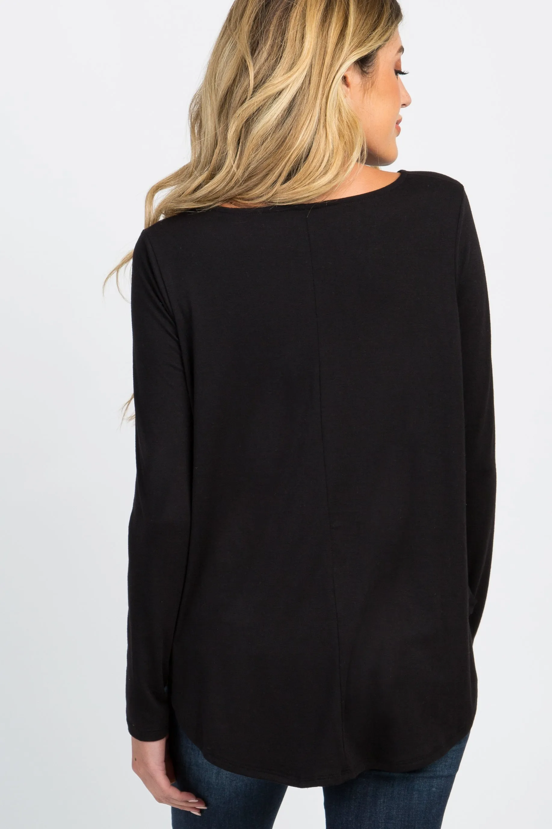 Black Button Accent Long Sleeve Maternity Top sold by Pinkblush product image thumbnail 4