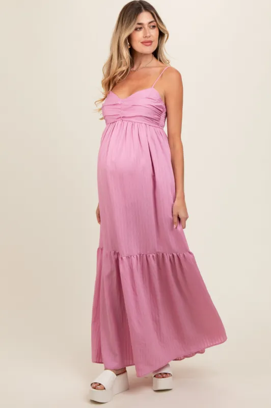 Pink Monochrome Stripe Maternity Maxi Dress sold by Pinkblush