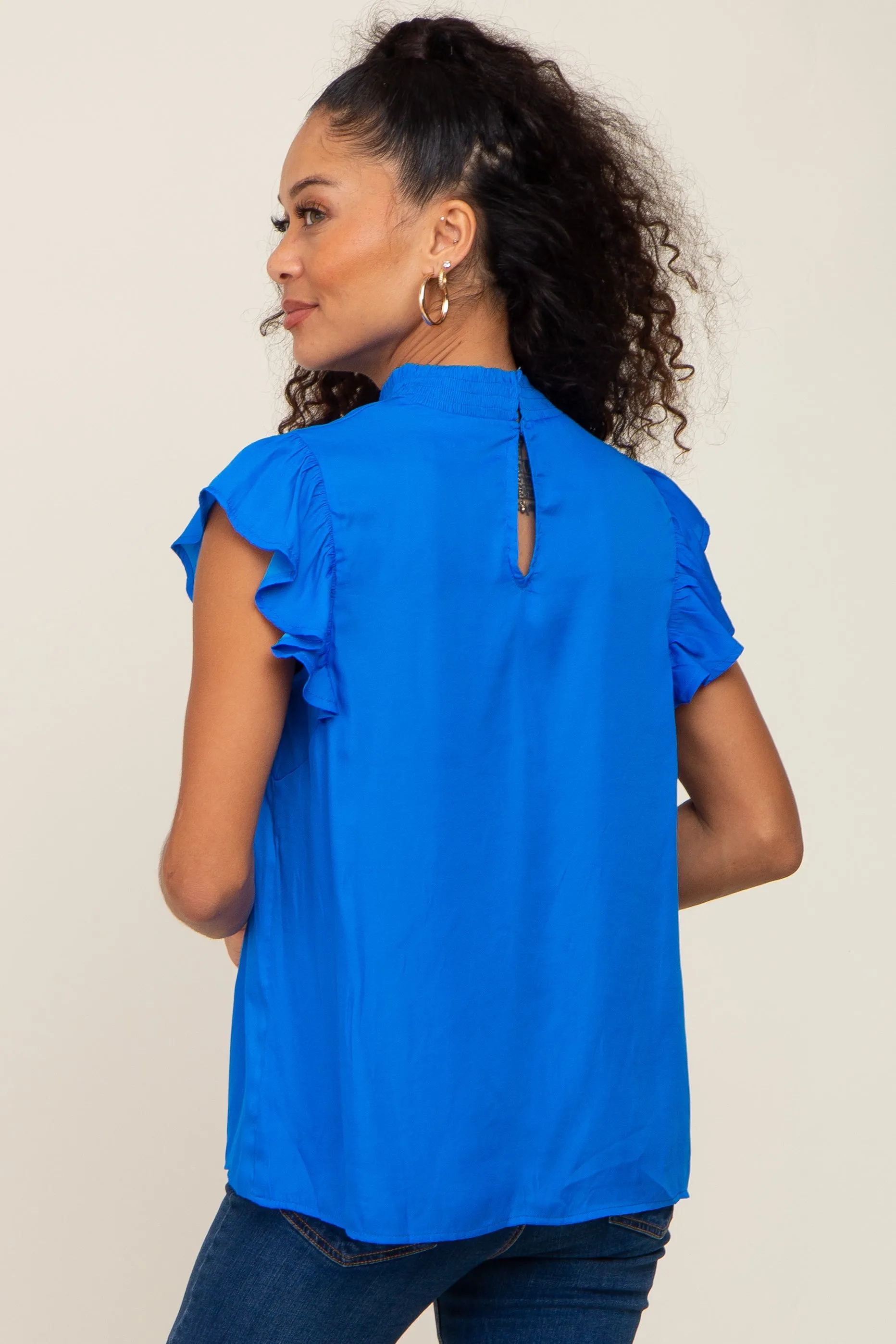 Royal Mock Neck Flutter Blouse sold by Pinkblush product image thumbnail 3