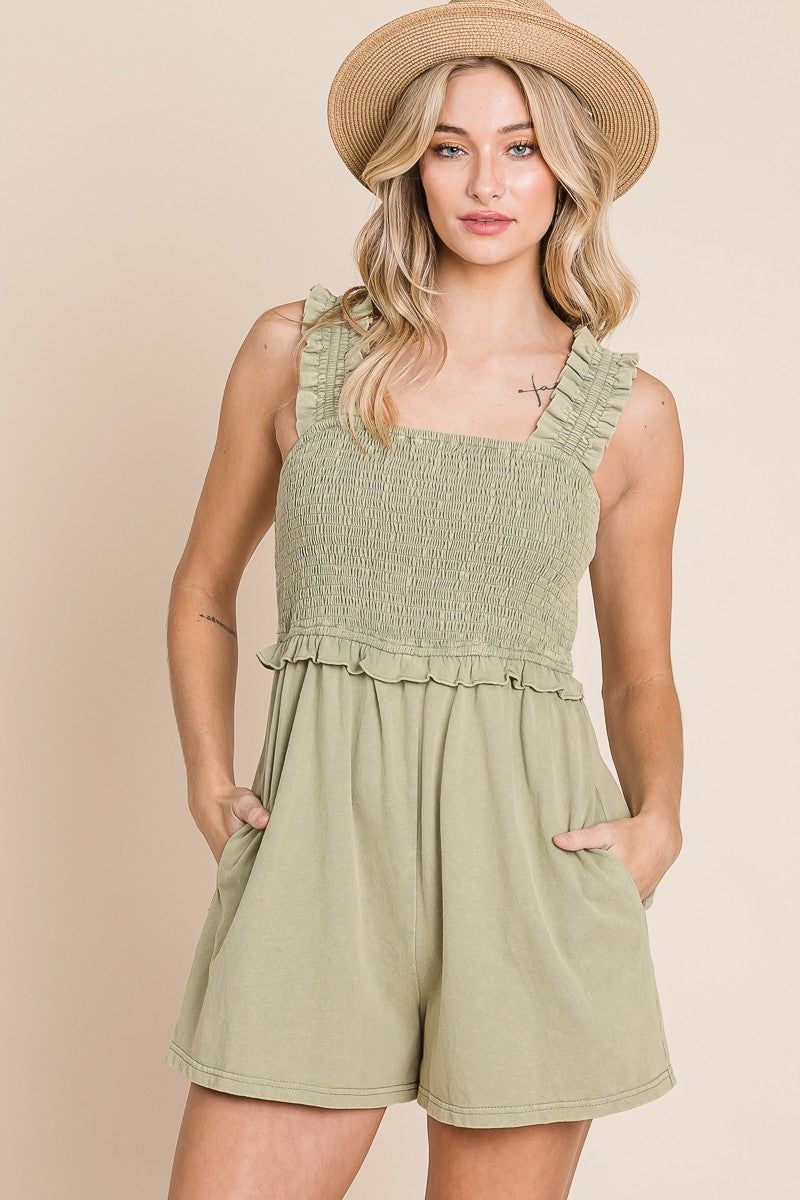 Sage Smocked Romper sold by Pinkblush product image thumbnail 4