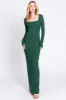 Charcoal Solid Long Sleeve Scoop Neck Maxi Dress sold by Pinkblush