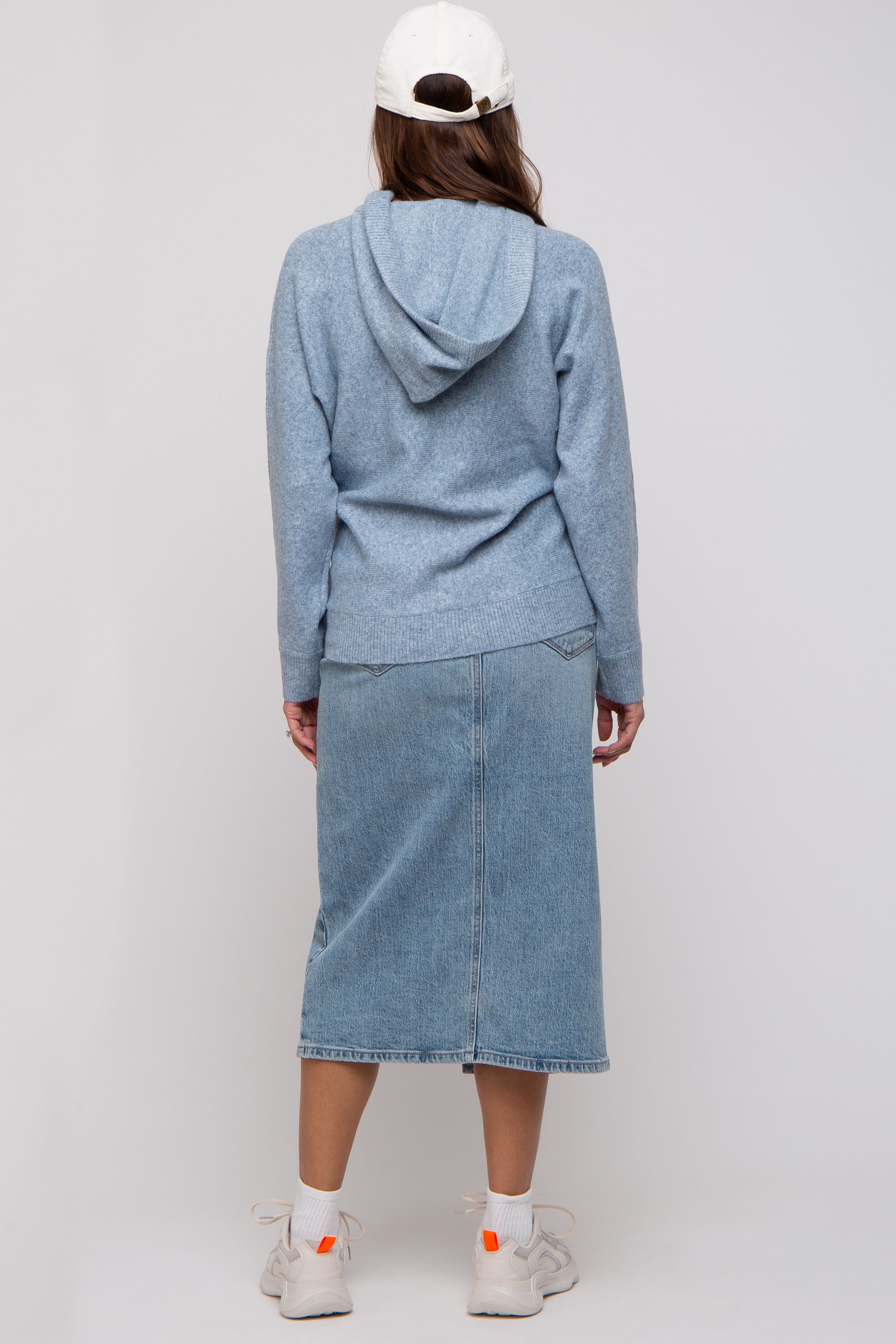 Blue Drawstring Hooded Maternity Sweater sold by Pinkblush product image thumbnail 4