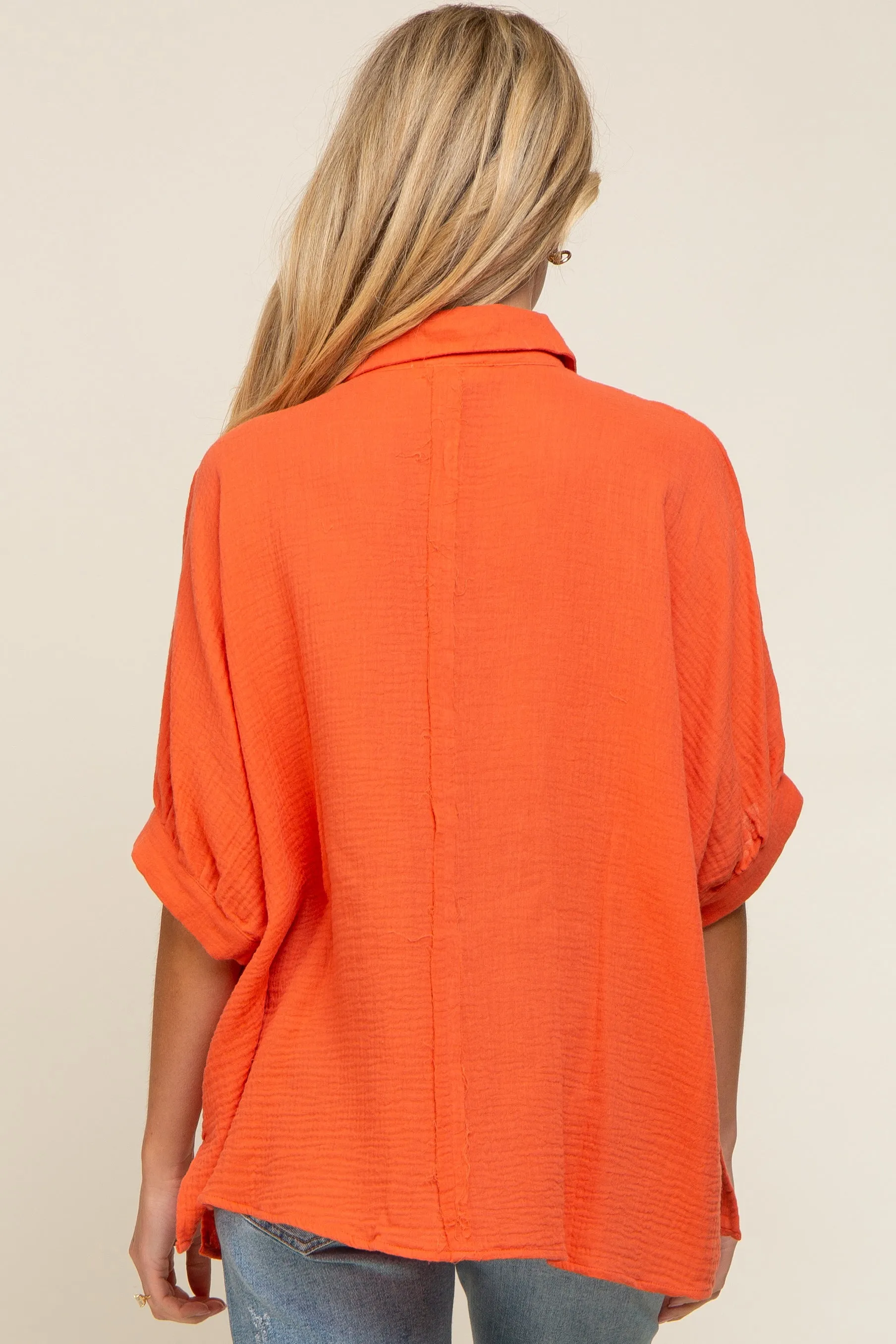 Orange Button Down Collared Maternity Top sold by Pinkblush product image thumbnail 4