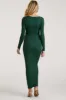 Charcoal Solid Long Sleeve Scoop Neck Maxi Dress sold by Pinkblush