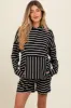Black Cozy Striped Ribbed Two-Piece Maternity Lounge Set sold by Pinkblush