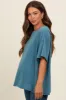 Teal Raw Rolled Hem Maternity Top sold by Pinkblush