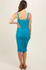 Turquoise Mesh Ruched Bodycon Maternity Midi Dress sold by Pinkblush