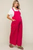 Fuchsia Corduroy Front Pleated Wide Leg Maternity Overalls sold by Pinkblush