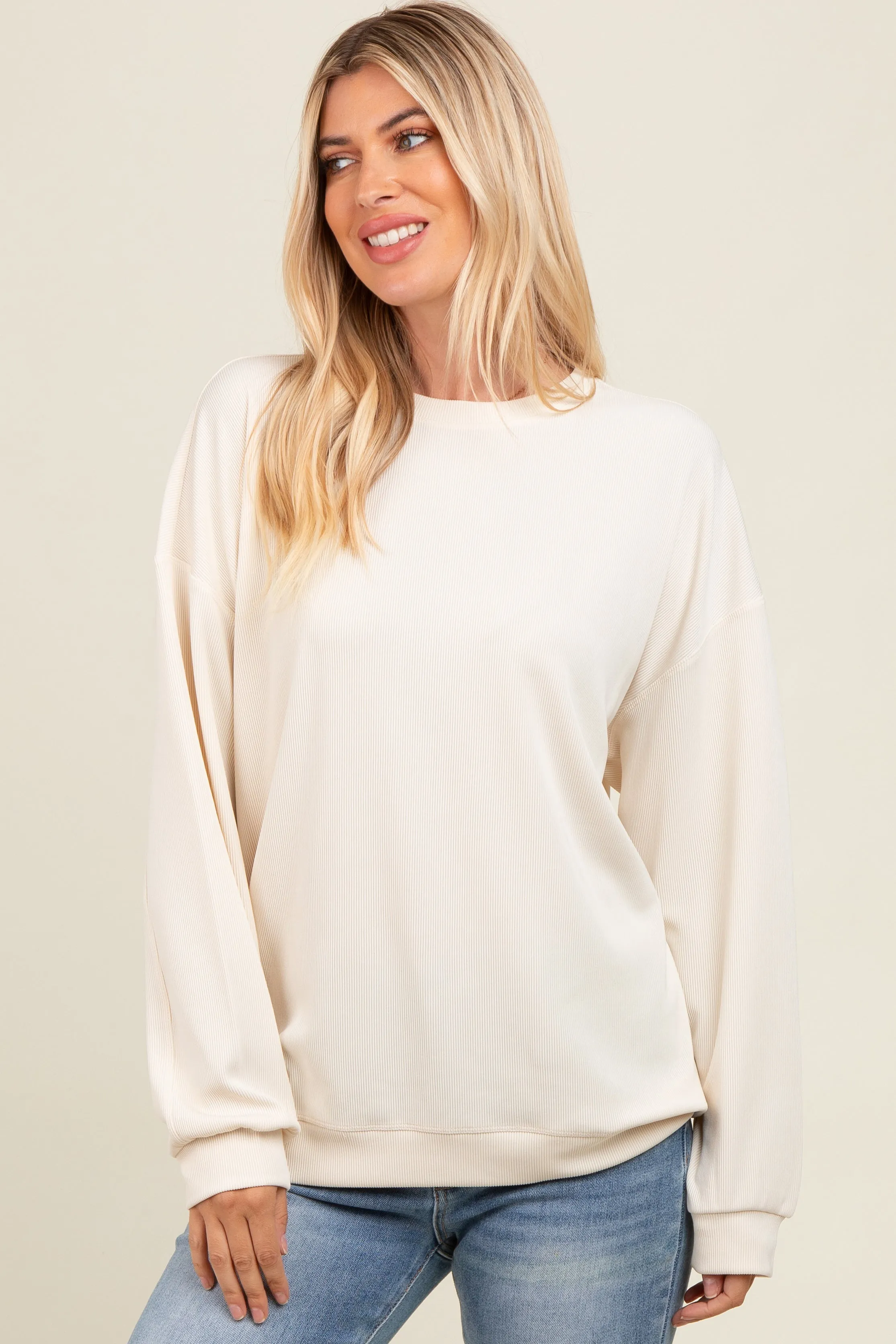 Ivory Drop Shoulder Sweatshirt sold by Pinkblush product image thumbnail 3