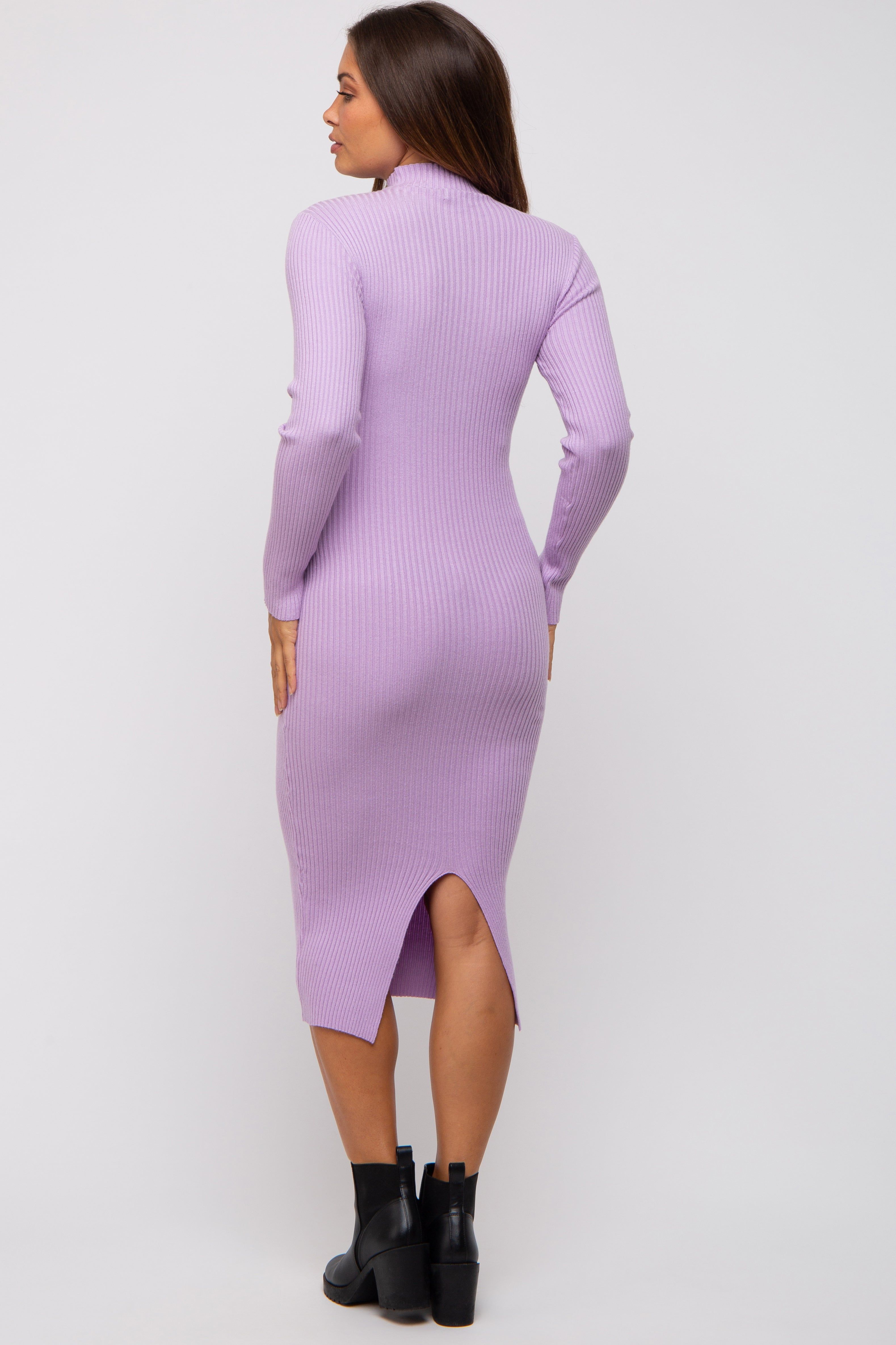 Lavender Cutout Fitted Maternity Knit Dress sold by Pinkblush product image thumbnail 2