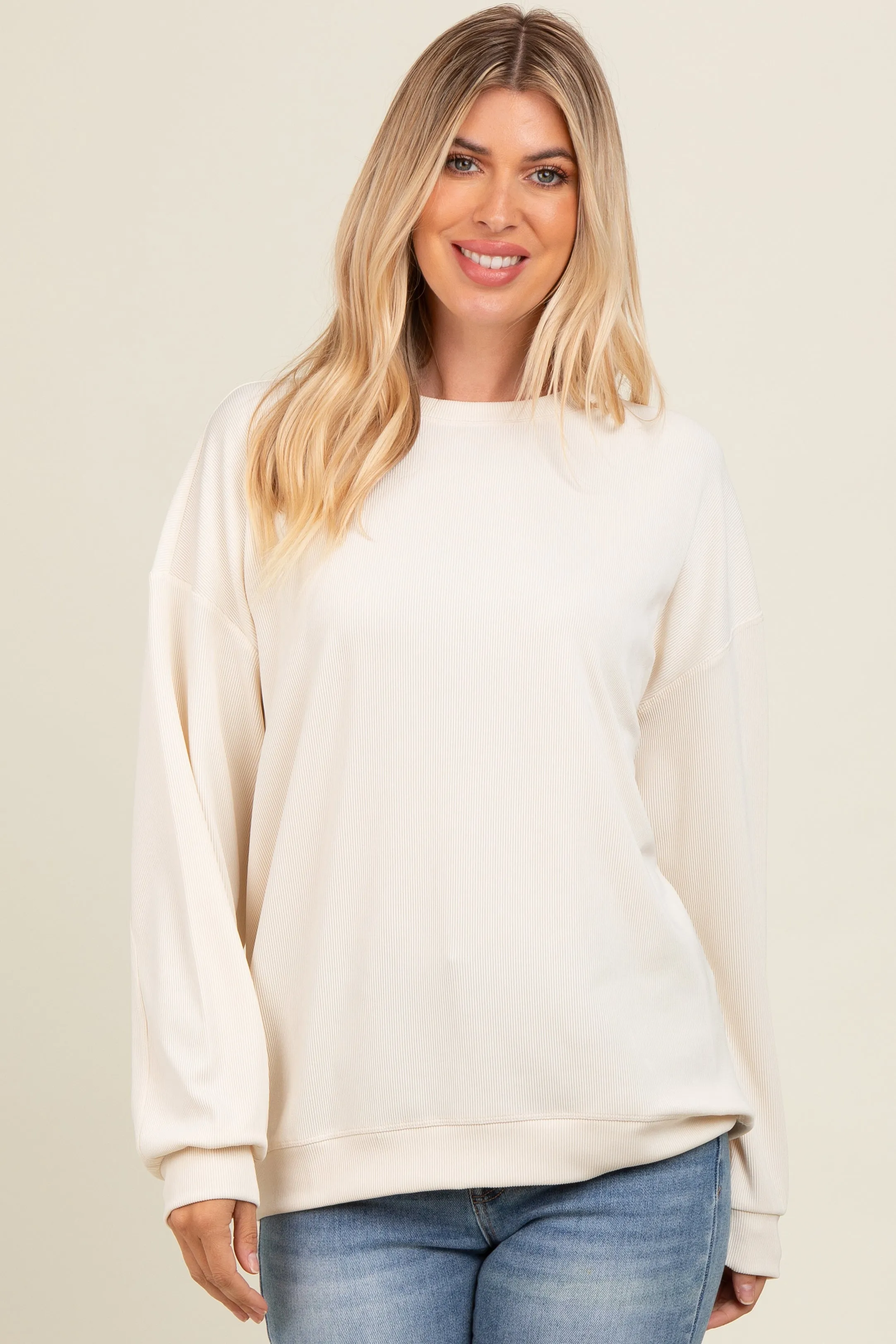 Ivory Drop Shoulder Sweatshirt sold by Pinkblush product image thumbnail 2
