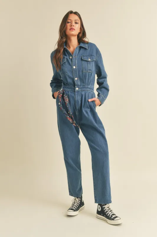 Denim Blue Utility Jumpsuit sold by Pinkblush