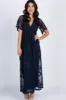 PinkBlush Navy Blue Lace Mesh Overlay Maternity Maxi Dress sold by Pinkblush