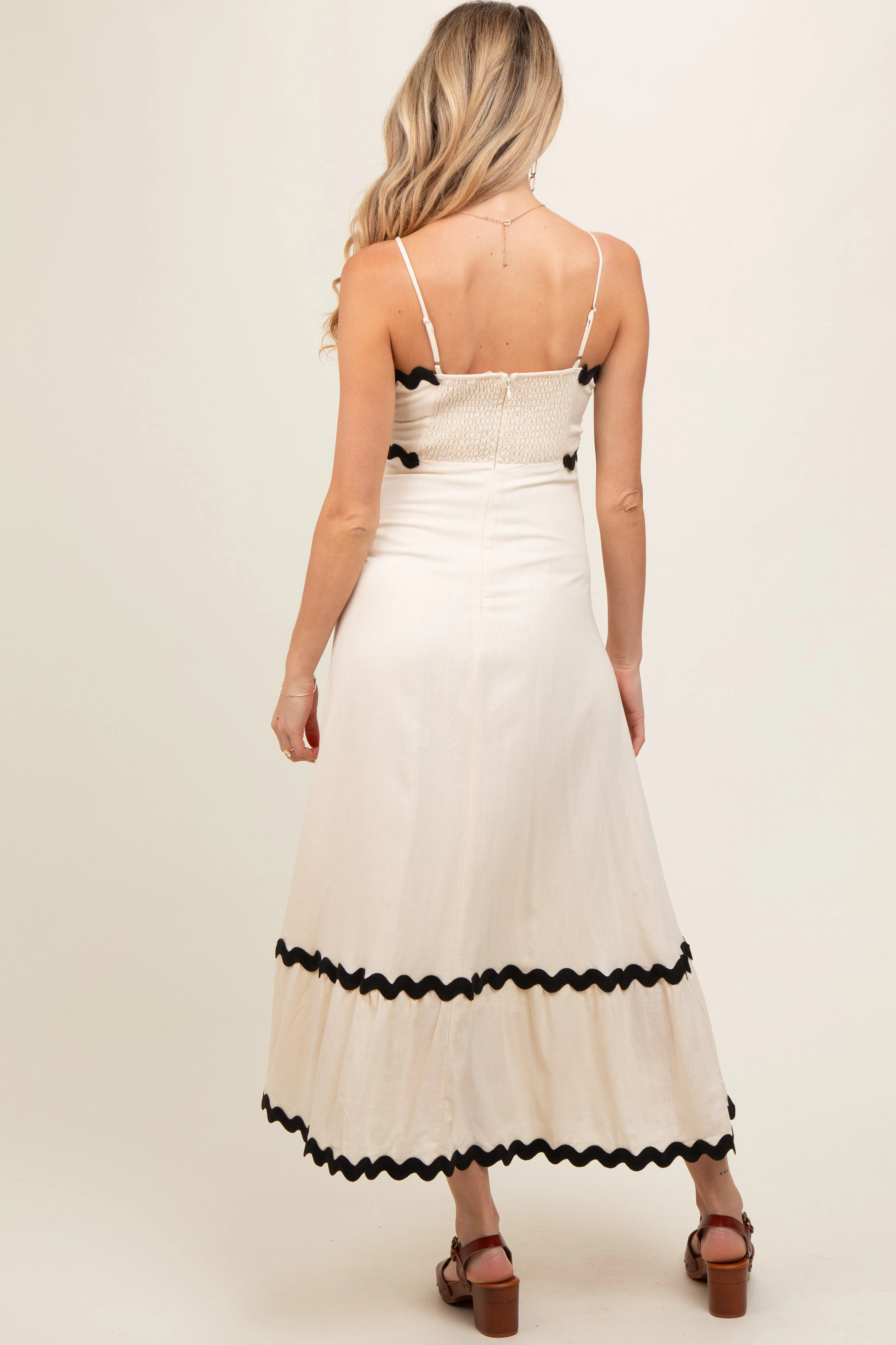 Beige Colorblock Trim Maternity Midi Dress sold by Pinkblush product image thumbnail 5