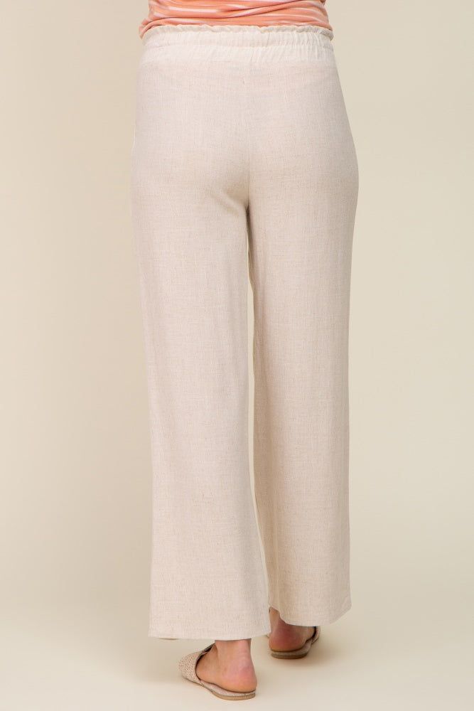 Beige Linen Wide Leg Maternity Pants sold by Pinkblush product image thumbnail 5