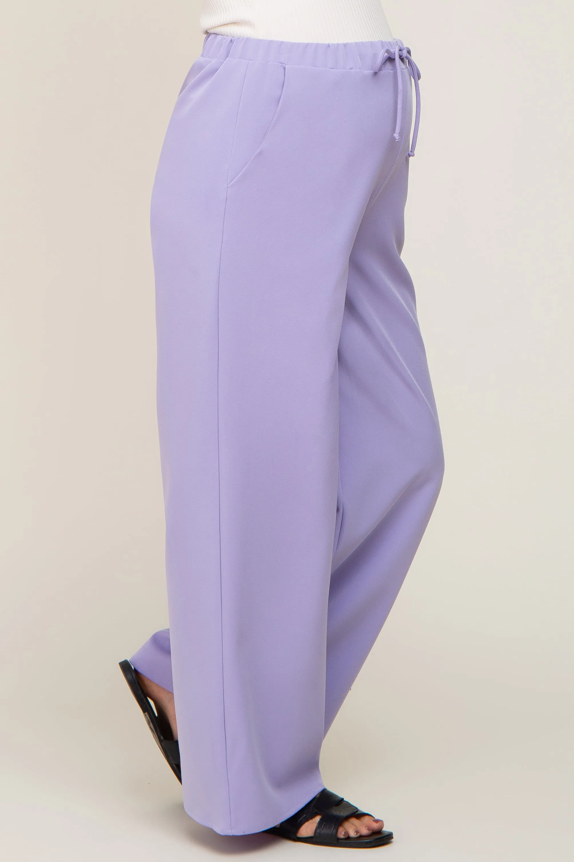 Lavender Drawstring Wide Leg Maternity Pants sold by Pinkblush product image thumbnail 3