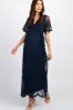 PinkBlush Navy Blue Lace Mesh Overlay Maternity Maxi Dress sold by Pinkblush