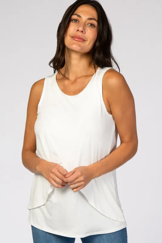 PinkBlush Ivory Solid Sleeveless Nursing Top sold by Pinkblush