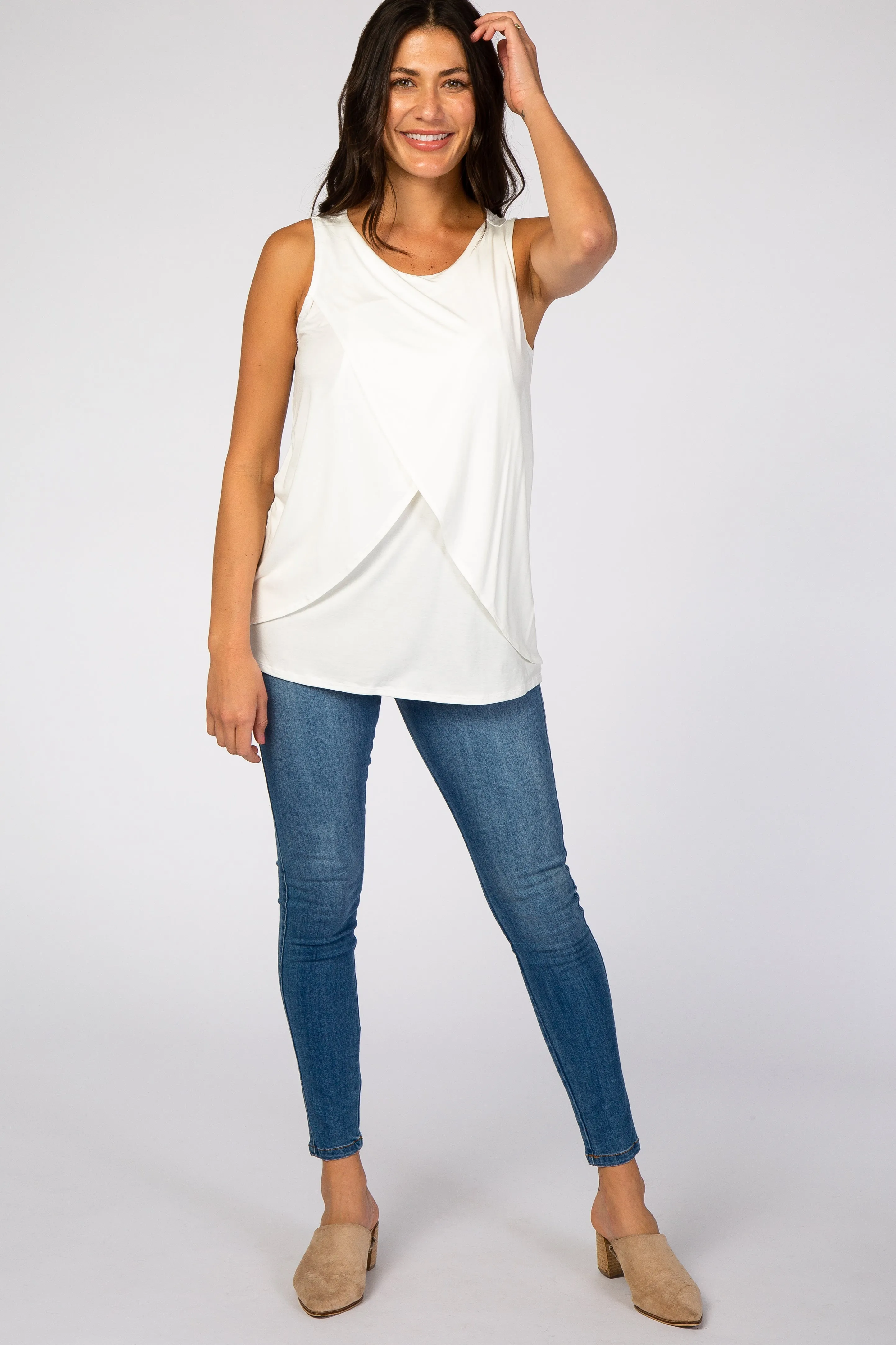 PinkBlush Ivory Solid Sleeveless Nursing Top sold by Pinkblush product image thumbnail 5
