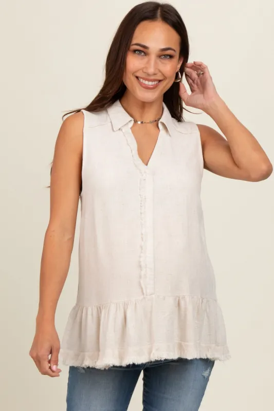 Cream Collared Maternity Tank sold by Pinkblush