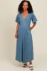 Blue Chambray Wrap Maxi Dress sold by Pinkblush