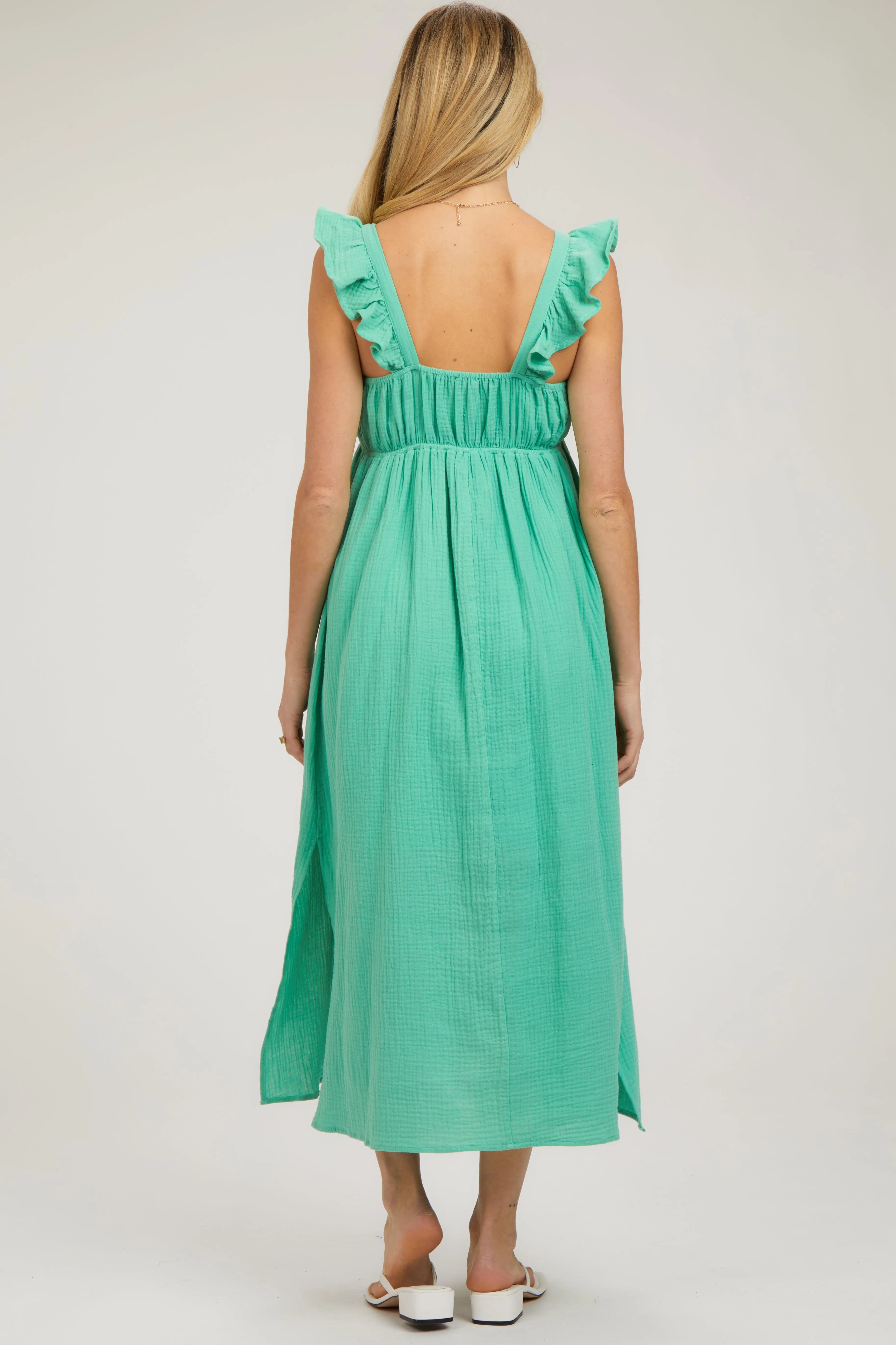 Mint Green Ruffle Strap Maternity Midi Dress sold by Pinkblush product image thumbnail 3