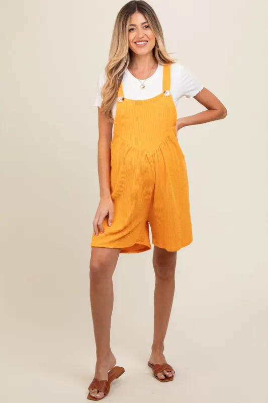 Orange Ribbed Maternity Romper sold by Pinkblush