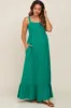 Green Front Button Sleeveless Maternity Maxi Dress sold by Pinkblush