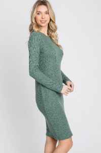 Light Olive Knit Long Sleeve Dress sold by Pinkblush