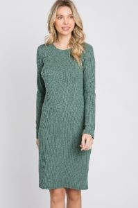 Light Olive Knit Long Sleeve Dress sold by Pinkblush