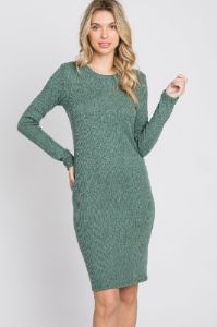 Light Olive Knit Long Sleeve Dress sold by Pinkblush