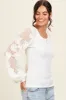 Ivory Floral Lace Balloon Sleeve Top sold by Pinkblush
