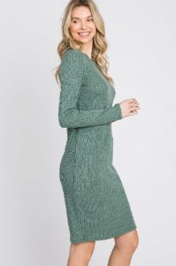 Light Olive Knit Long Sleeve Dress sold by Pinkblush