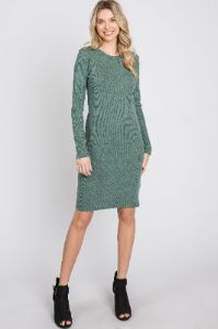 Light Olive Knit Long Sleeve Dress sold by Pinkblush