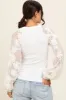 Ivory Floral Lace Balloon Sleeve Top sold by Pinkblush